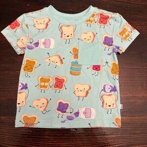 Little Sleepies Toast and Jam Print T-Shirt - Light Blue